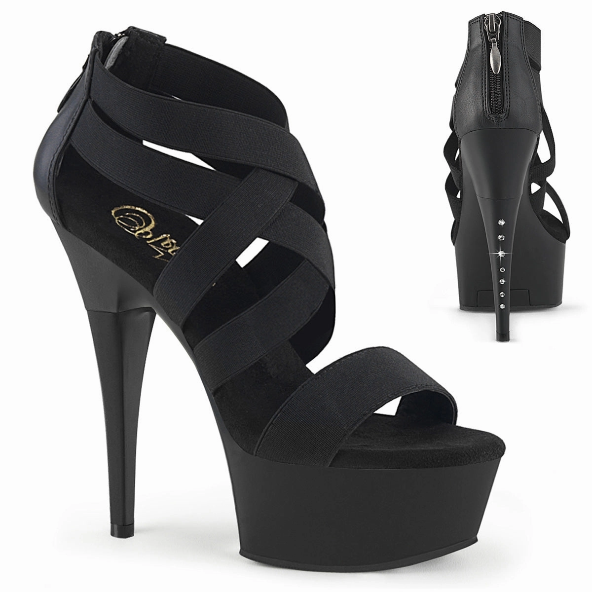 6 Inch Heel CAPTIVA-669 Black Elastic Band