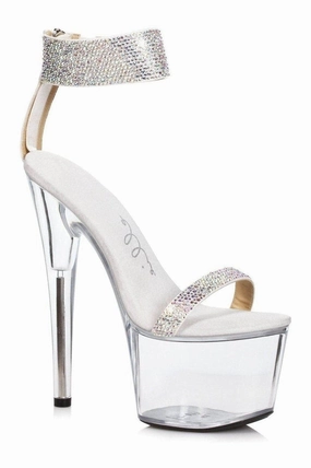 709-ANIKA Stripper Sandal | Silver Rhinestones