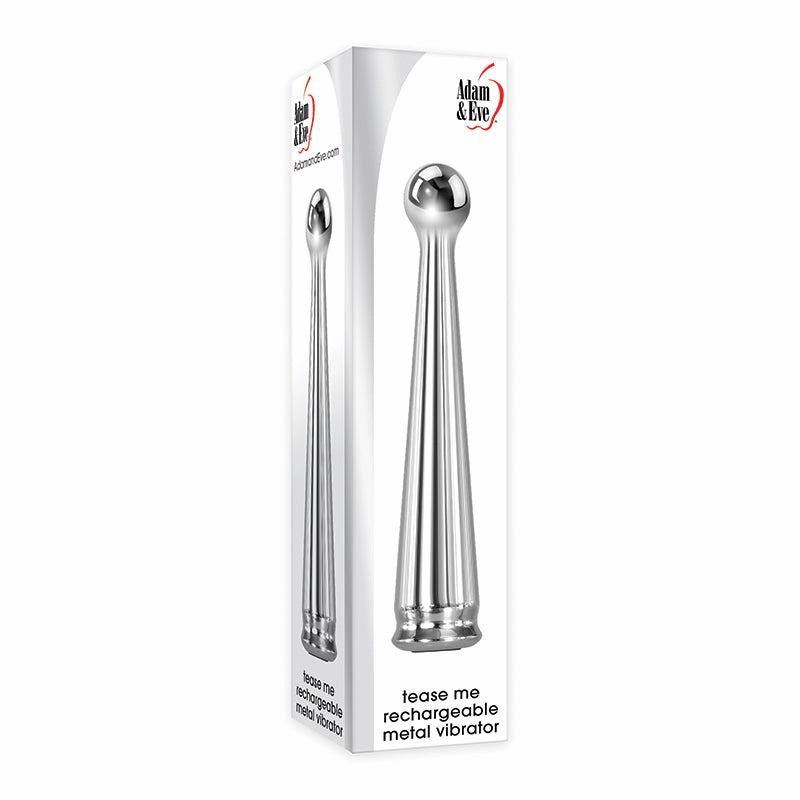 Adam & Eve Tease Me Rechargeable Metal Vibrator - Chrome