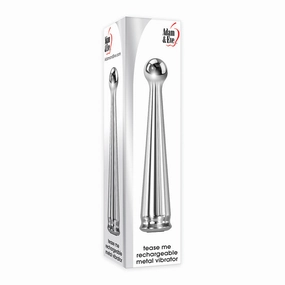Adam & Eve Tease Me Rechargeable Metal Vibrator - Chrome