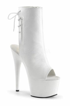 ADORE-1018 Platform Boot  | White Faux Leather