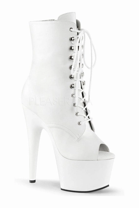 ADORE-1021 Platform Boot  | White Faux Leather