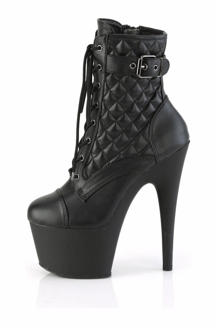ADORE-1033 Black Faux Leather Ankle Boot
