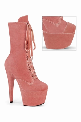 ADORE-1045VEL Pink Velvet Ankle Boot