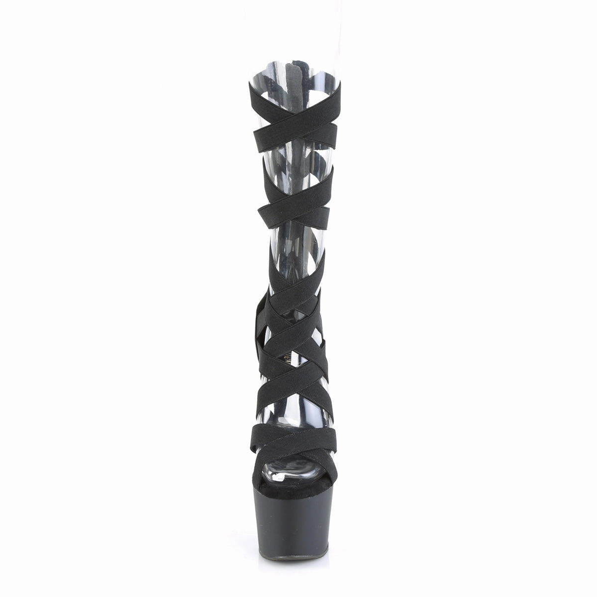 ADORE-700-48  Black Elastic Band-Faux Leather/Black Matte