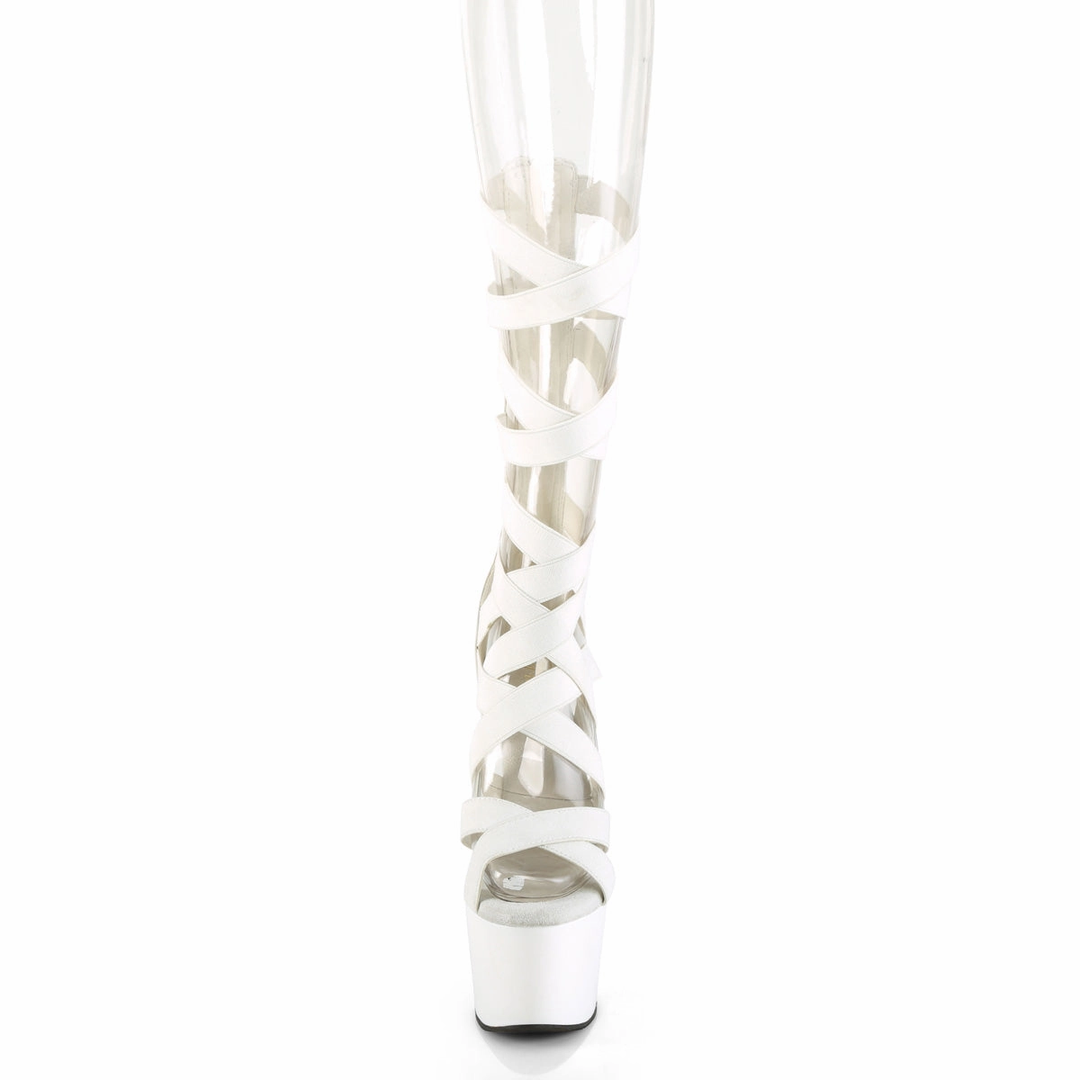 ADORE-700-48  White Elastic Band-Faux Leather/White Matte