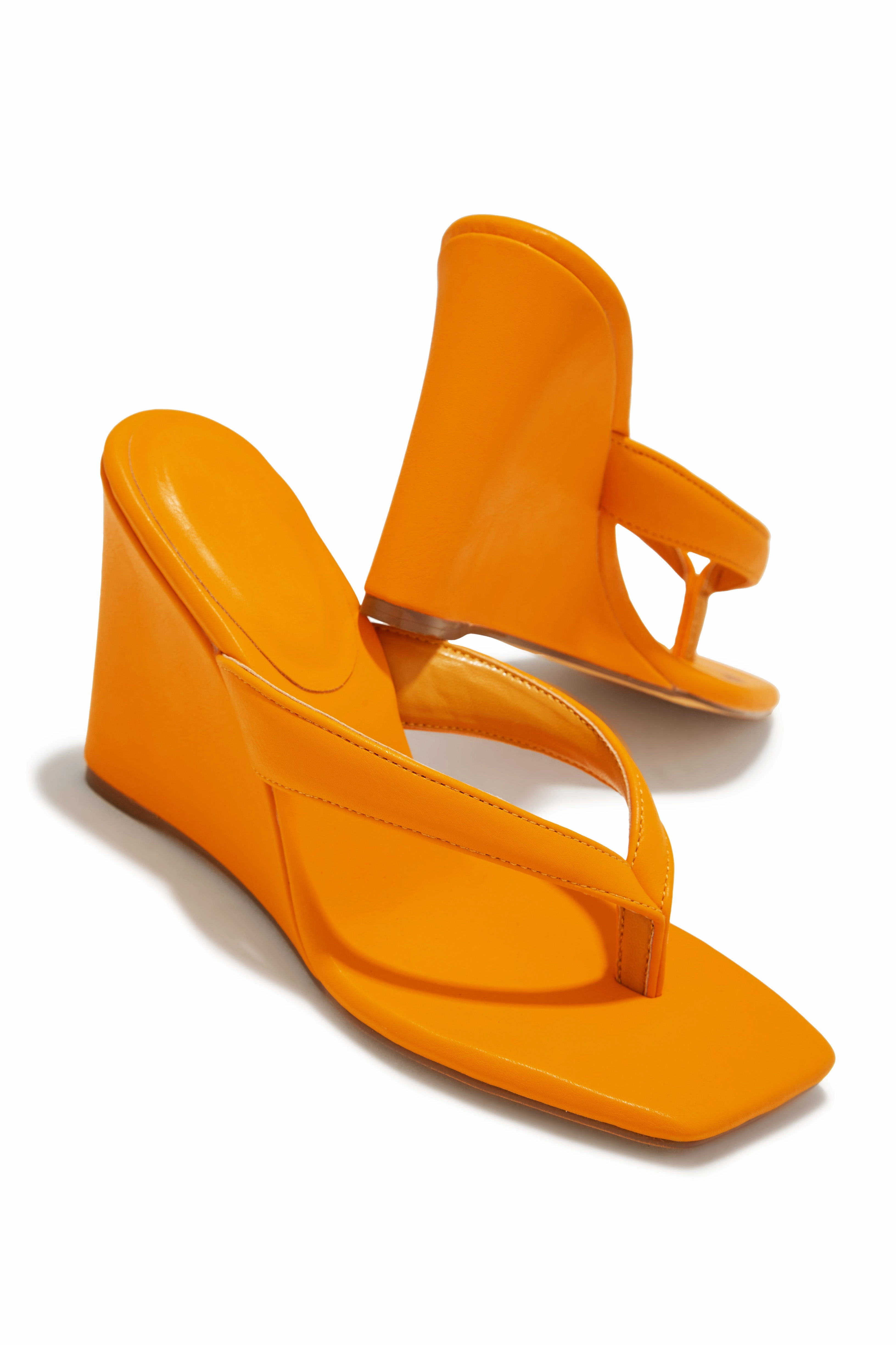 Alena Wedge Heel Mules - Orange