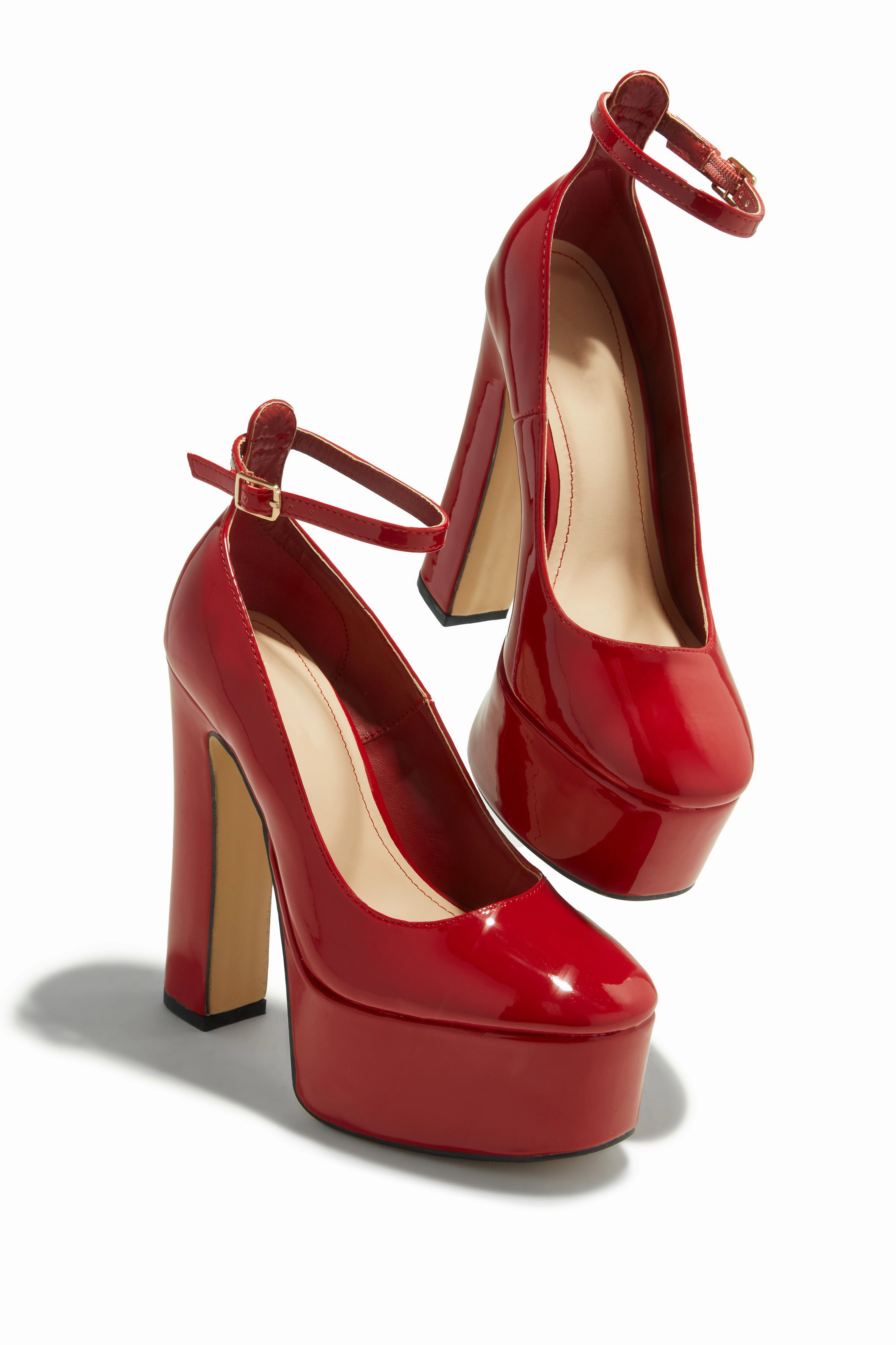 Annabelle Platform Block Heels - Red
