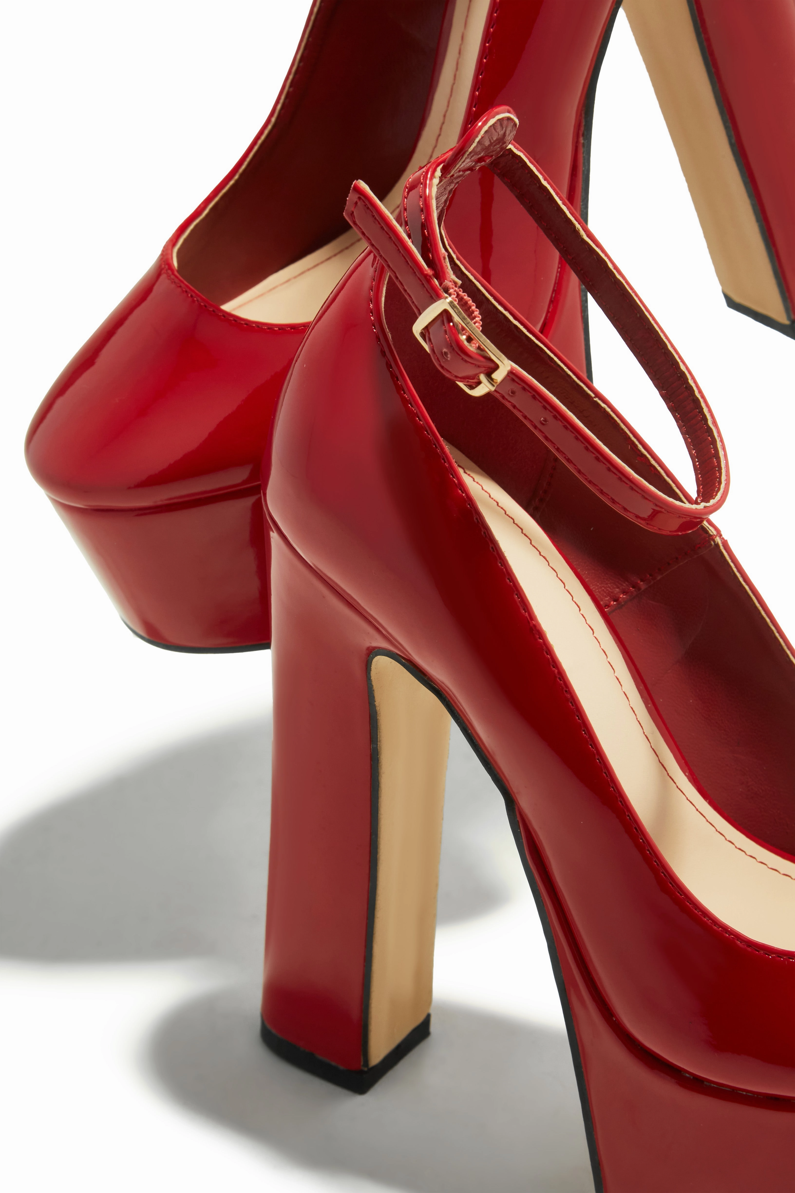 Annabelle Platform Block Heels - Red