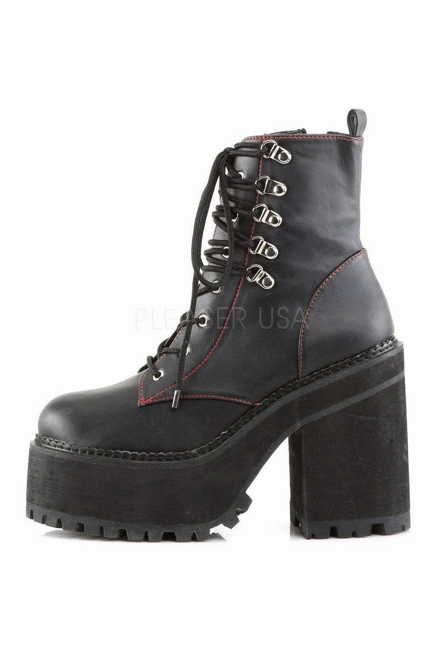 ASSAULT-100 Demonia Ankle Boot | Black Faux Leather