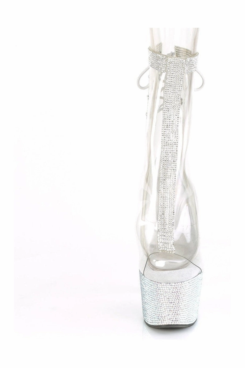 BEJEWELED-1018C-2RS Exotic Ankle Boot | Clear Vinyl
