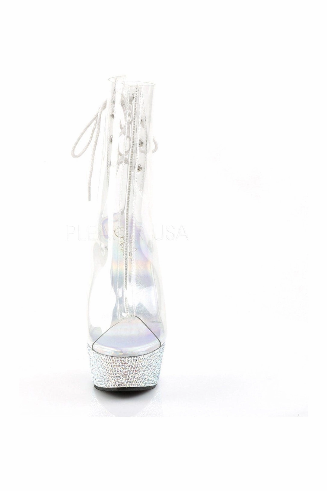 BEJEWELED-1018DM-6 Platform Boot  | Clear Vinyl