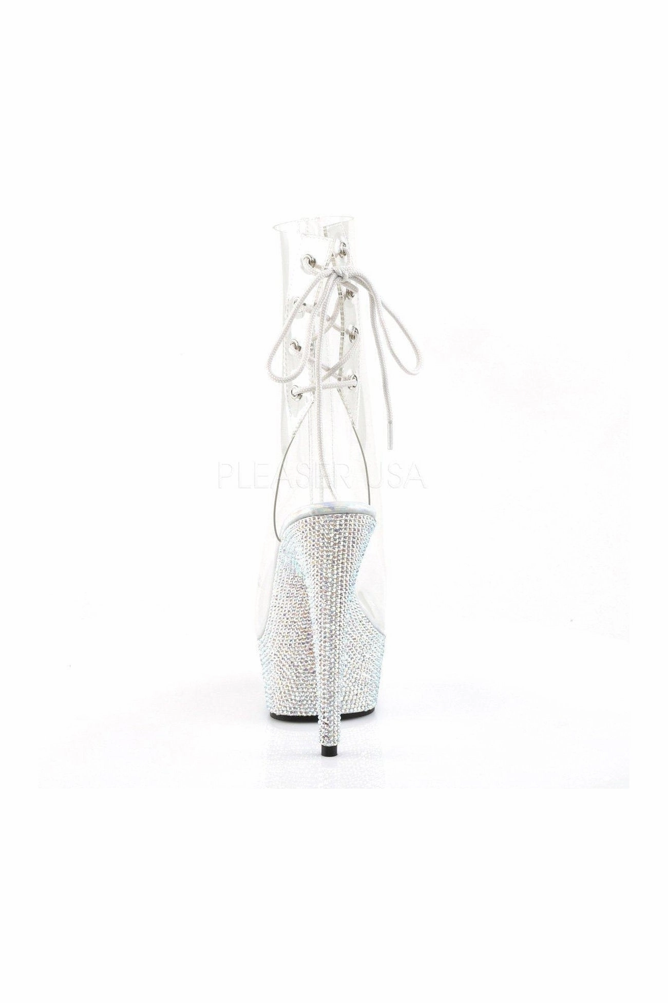 BEJEWELED-1018DM-6 Platform Boot  | Clear Vinyl