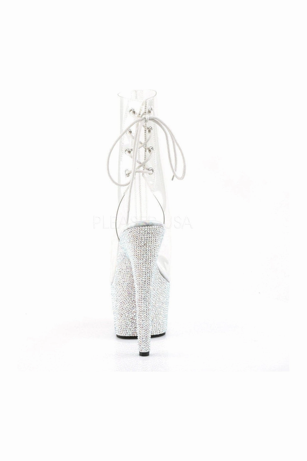 BEJEWELED-1018DM-7 Platform Boot  | Clear Vinyl
