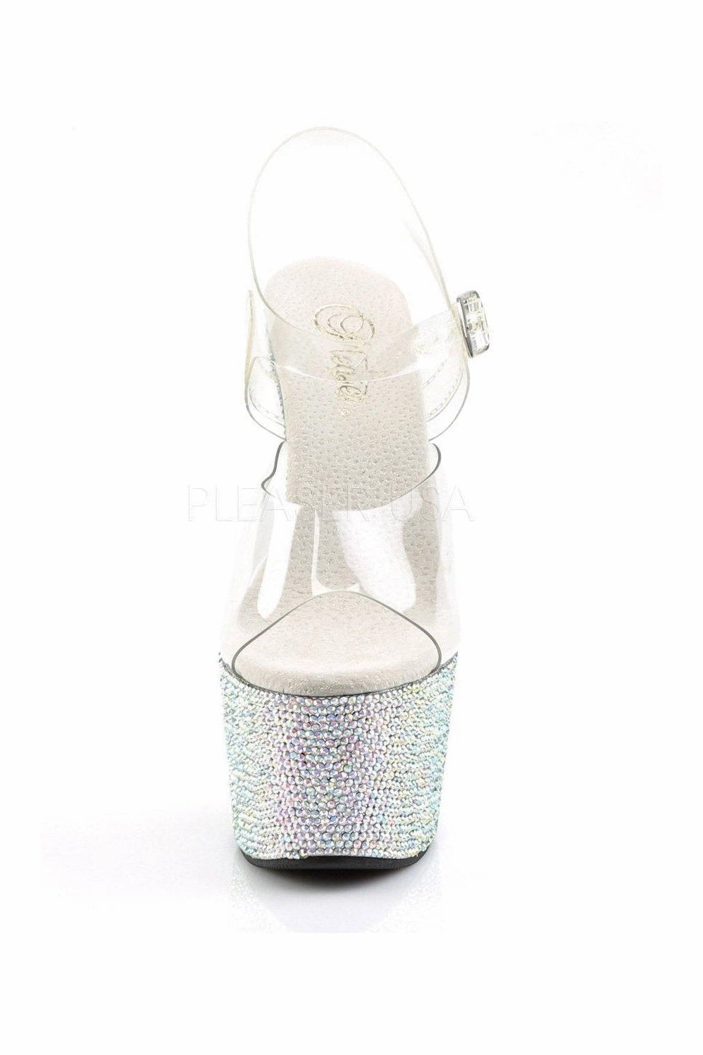 BEJEWELED-708DM Platform Sandal  | Clear Vinyl