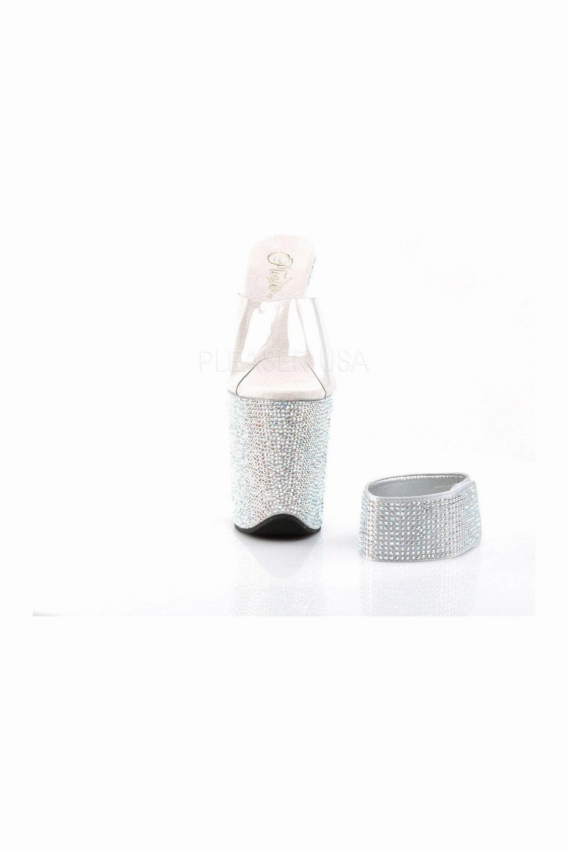 BEJEWELED-812RS Platform Slide | Clear Vinyl