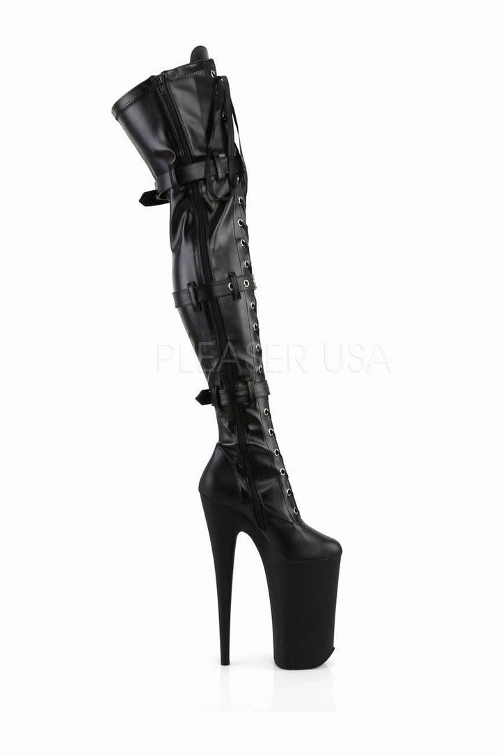 BEYOND-3028 Platform Boot  | Black Faux Leather