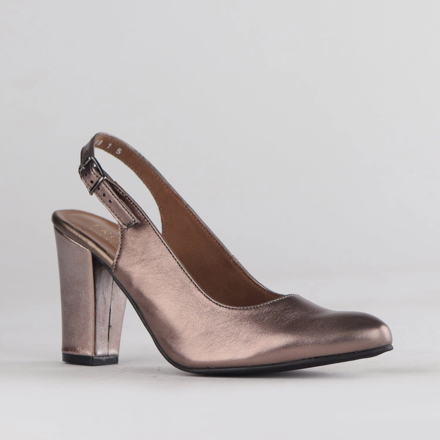 Block Heel Slingback in Lead Metallic - 12790