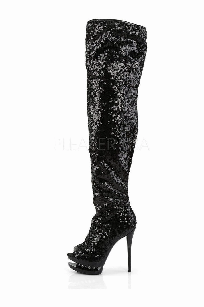BLONDIE-R-3011 Platform Boot  | Black Sequins
