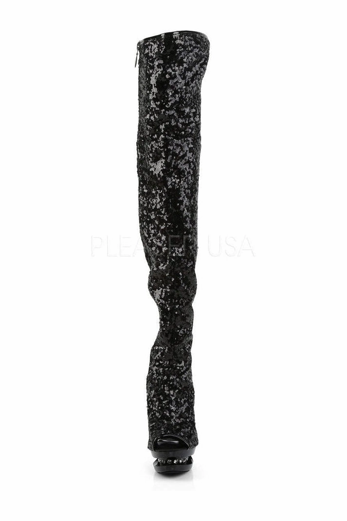 BLONDIE-R-3011 Platform Boot  | Black Sequins