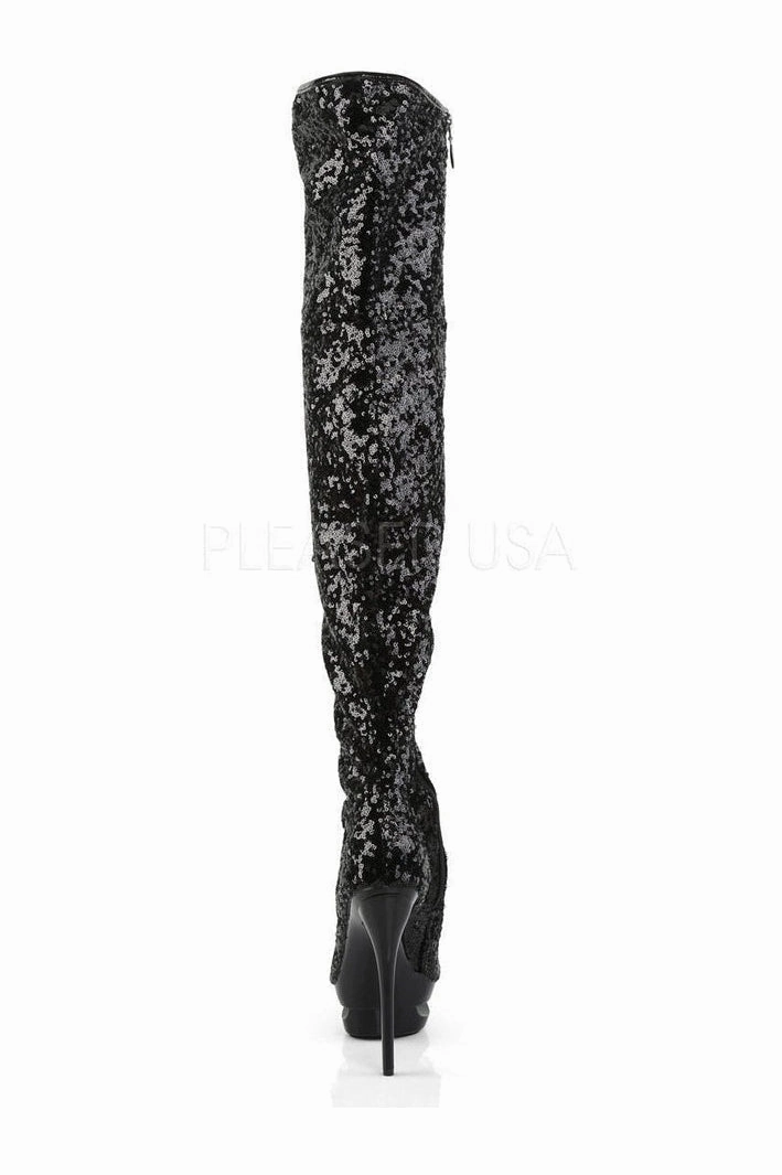 BLONDIE-R-3011 Platform Boot  | Black Sequins