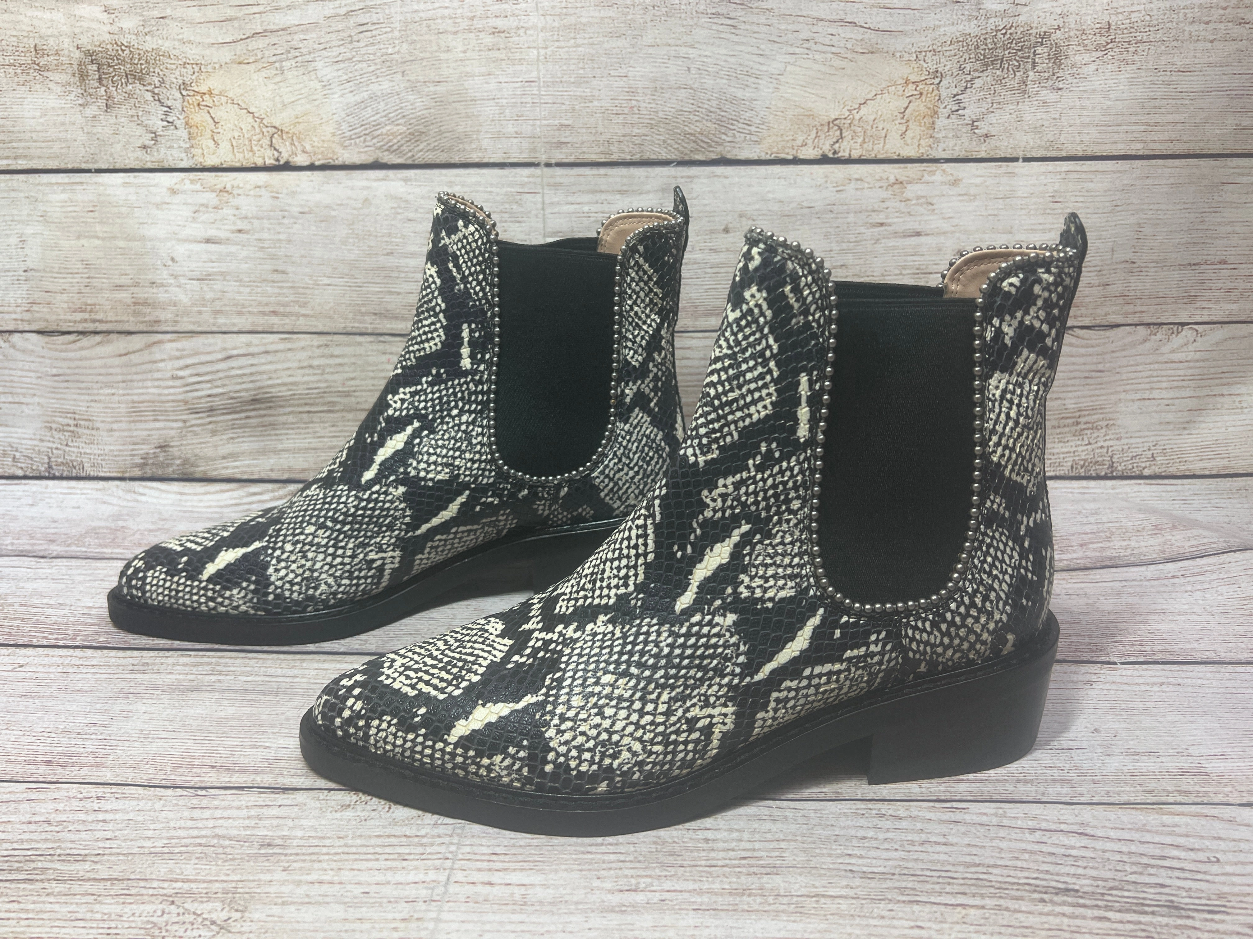Boots Ankle Heels By Coach In Snakeskin Print, Size: 8