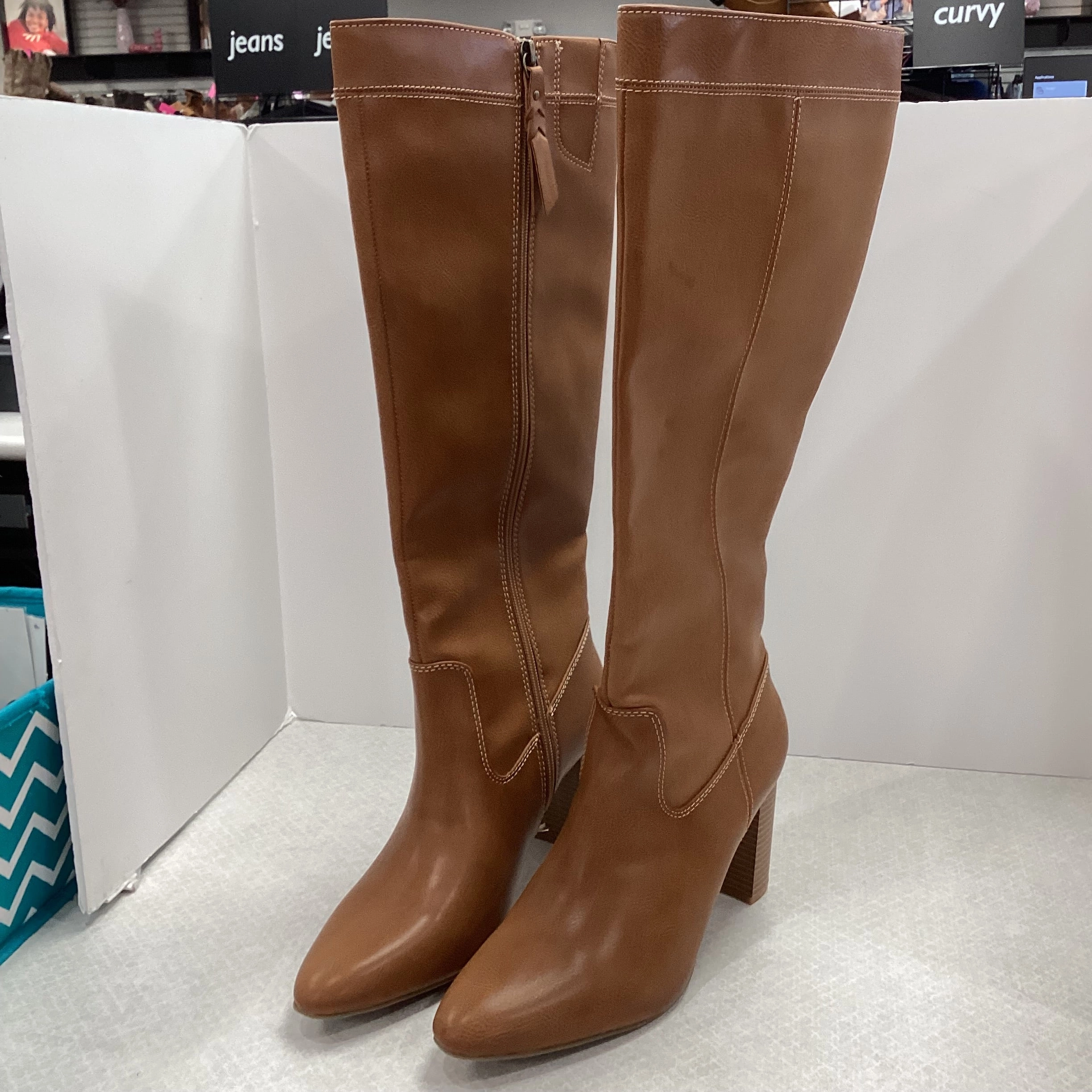 Boots Knee Heels By Ana In Brown, Size: 11