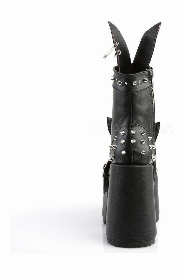 CAMEL-202 Demonia Ankle Boot | Black Faux Leather