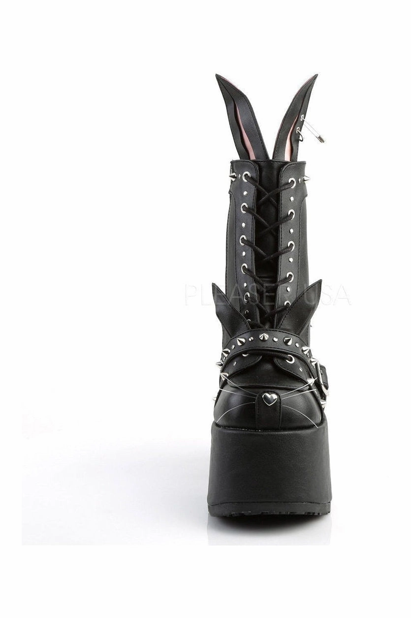 CAMEL-202 Demonia Ankle Boot | Black Faux Leather