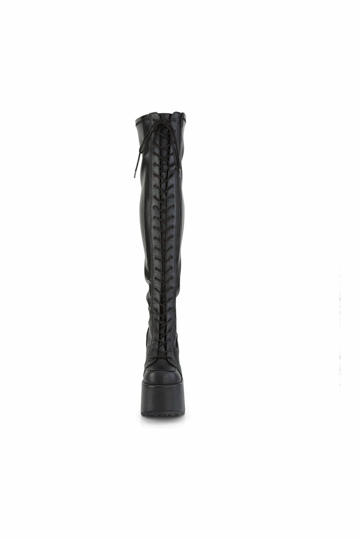 CAMEL-300 Black Vegan Leather Thigh Boot