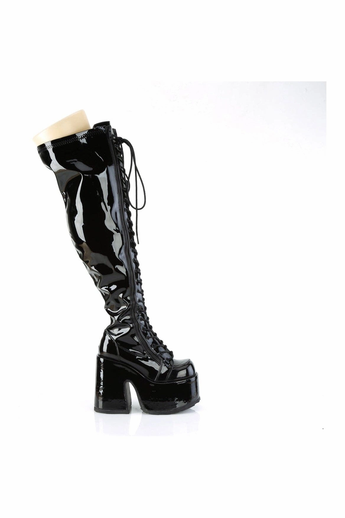 CAMEL-300WC Black Patent Thigh Boot