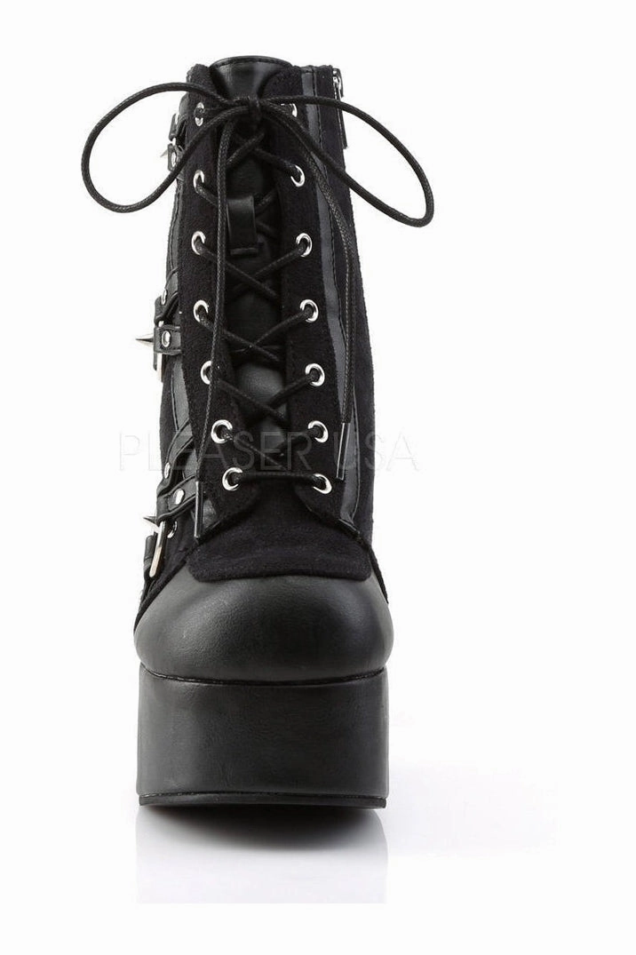 CHARADE-100 Demonia Ankle Boot | Black Fabric