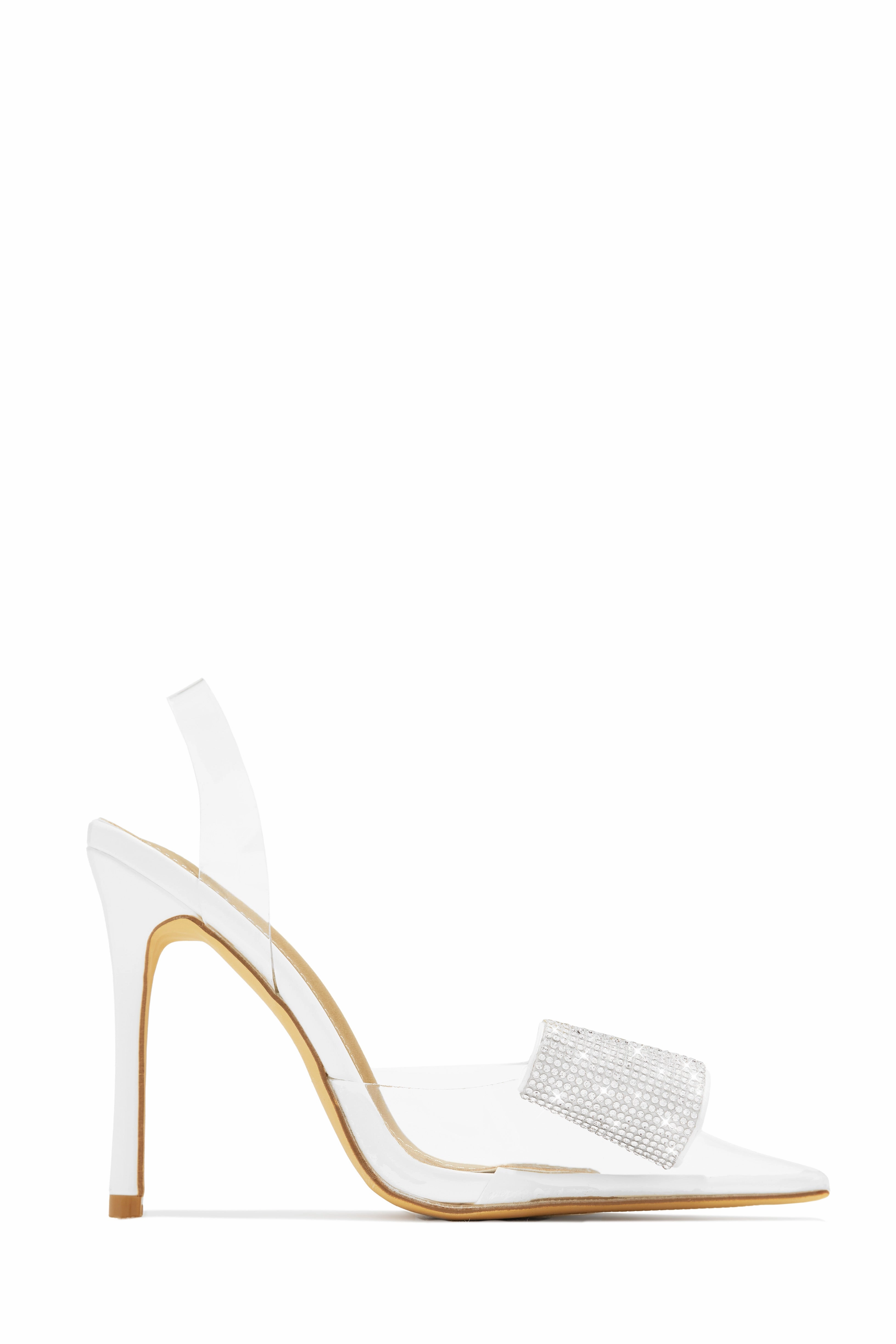 Chiara Embellished Bow Clear High Heel Pumps - Silver
