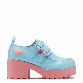 Cotton Candy Dreamscape Oxford Platform Shoes - Blue