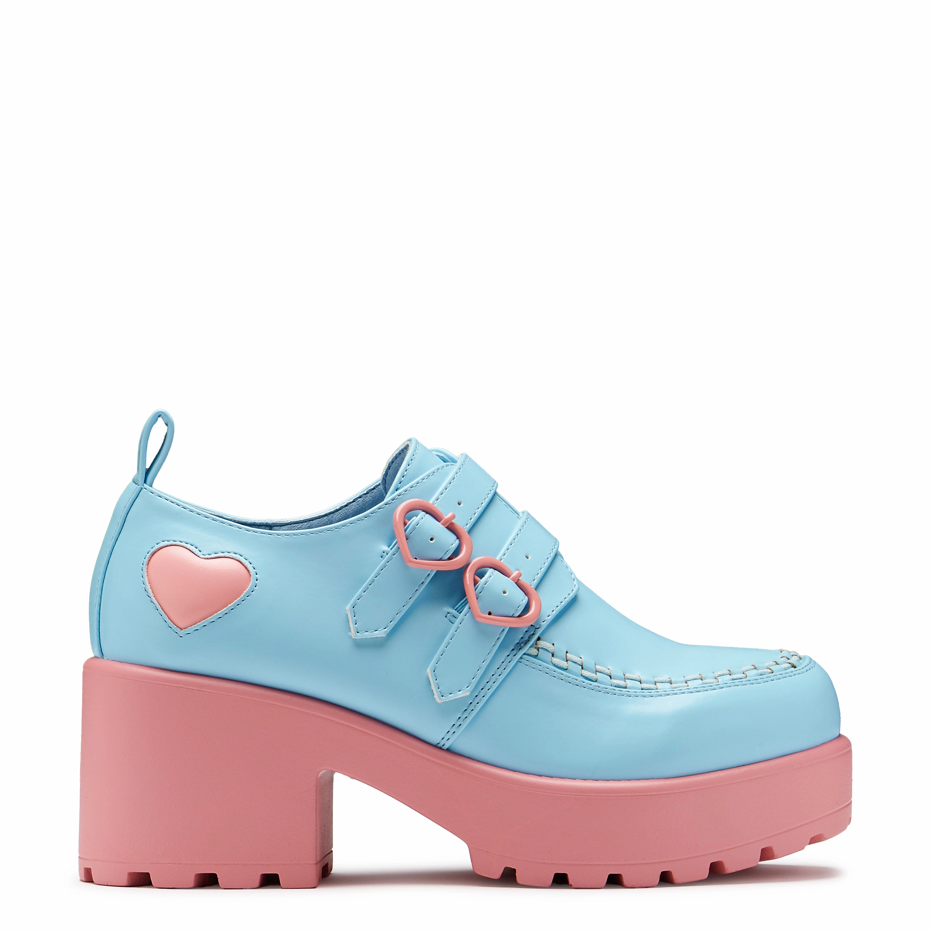 Cotton Candy Dreamscape Oxford Platform Shoes - Blue