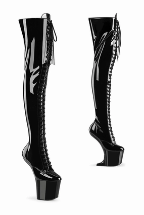 CRAZE-3023 Black Patent Thigh Boot