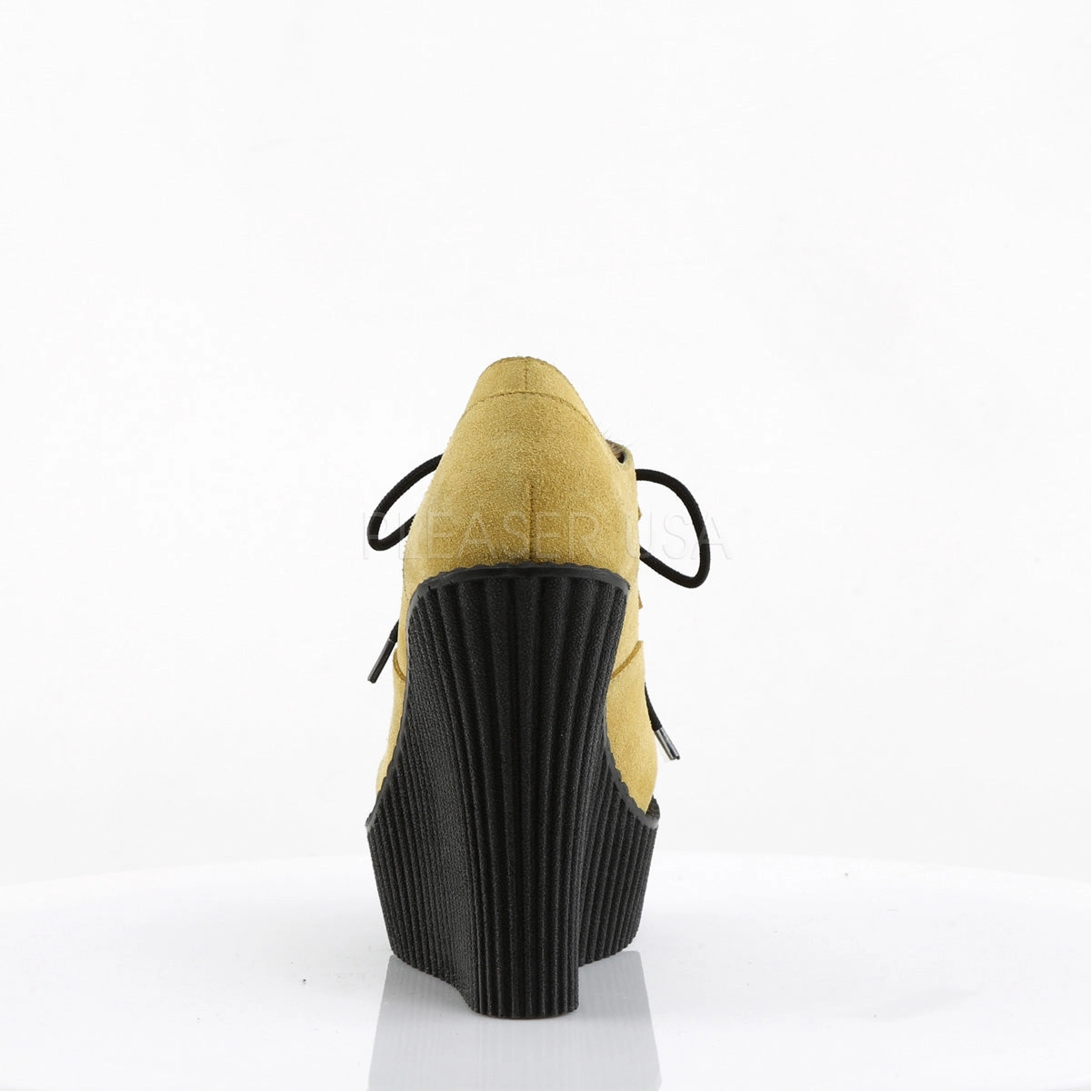 CREEPER-304  Mustard Vegan Suede-Leopard Printed Ponly Hair