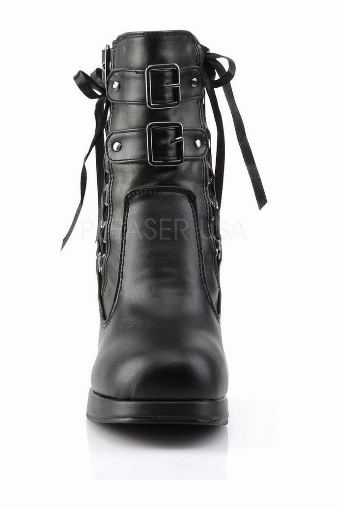 CRYPTO-51 Ankle Boot | Black Faux Leather