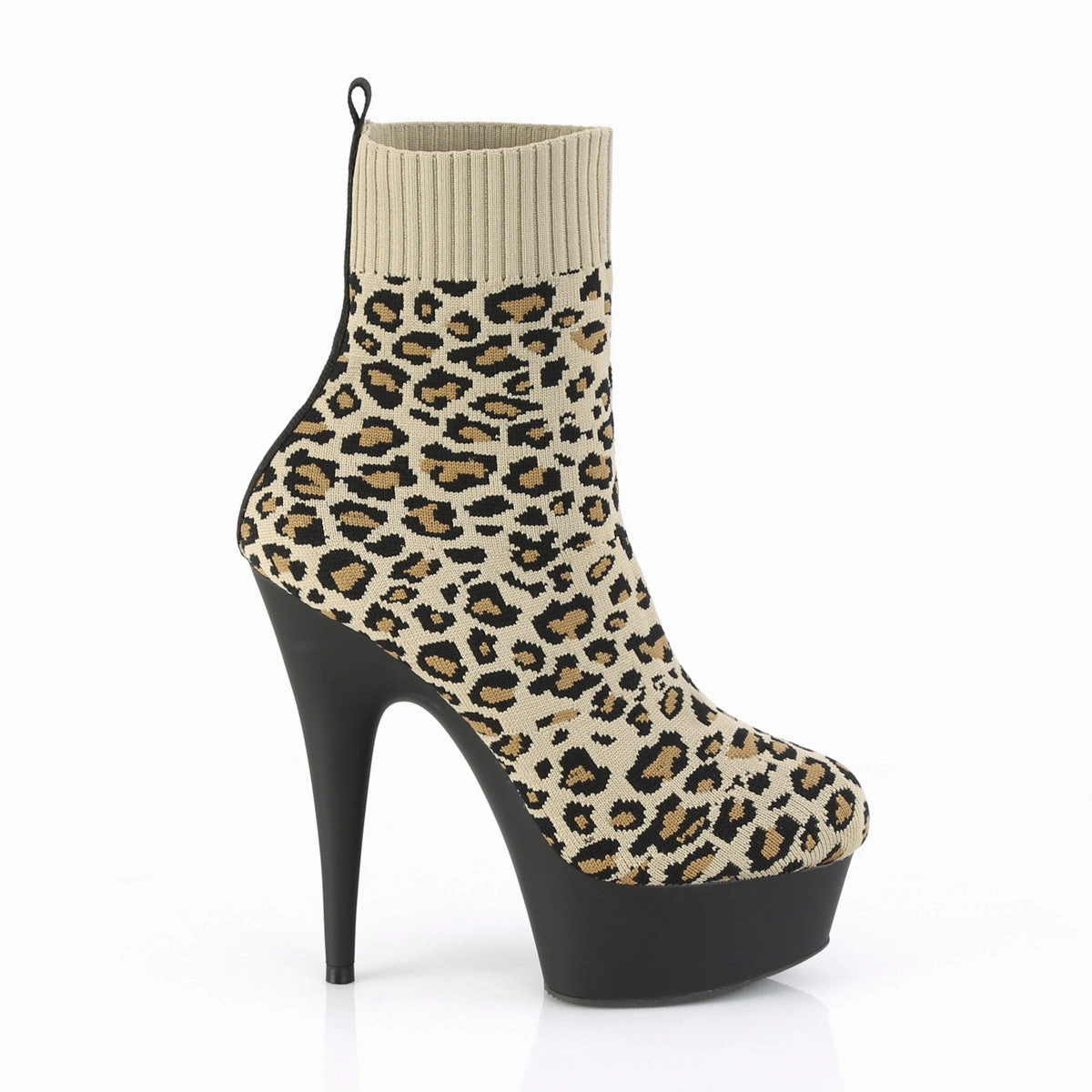 DELIGHT-1002LP  Tan Str. Leopard Print Fabric/Black Matte
