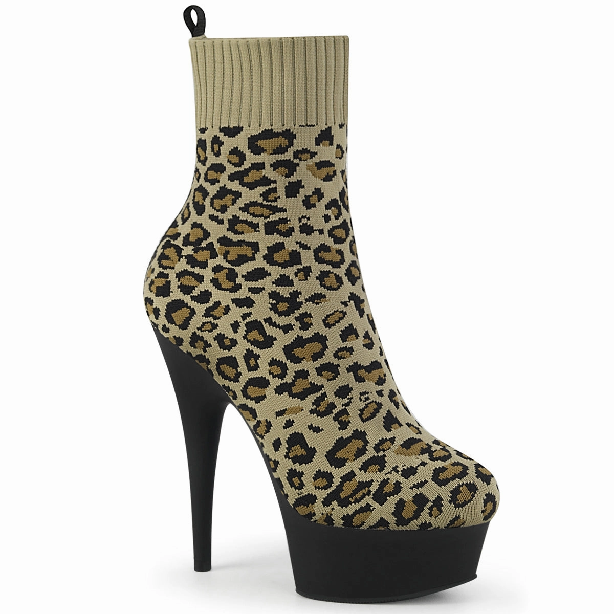 DELIGHT-1002LP  Tan Str. Leopard Print Fabric/Black Matte
