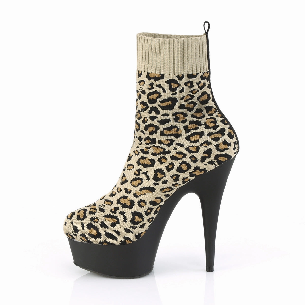DELIGHT-1002LP  Tan Str. Leopard Print Fabric/Black Matte