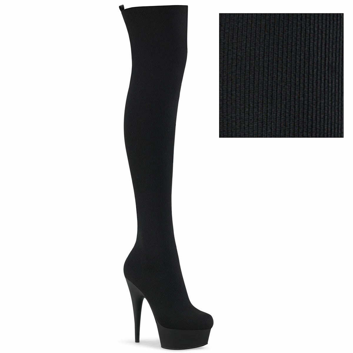 DELIGHT-3002-1  Black Stretch Knit Fabric/Black Matte