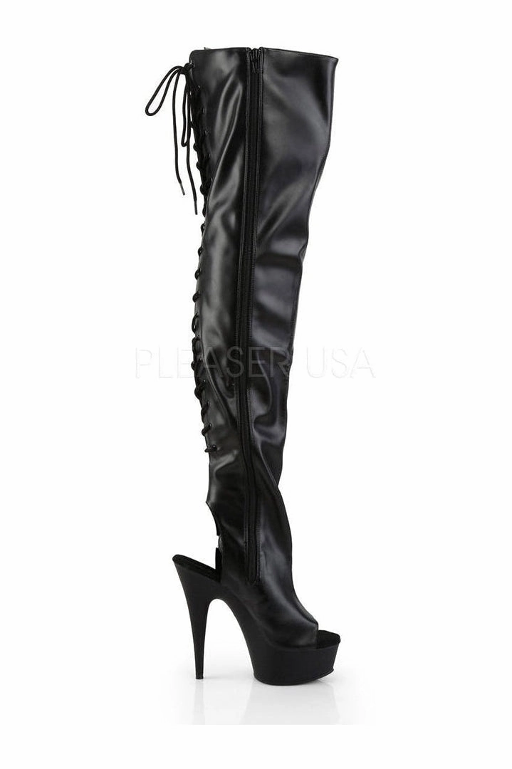 DELIGHT-3017 Platform Boot  | Black Faux Leather