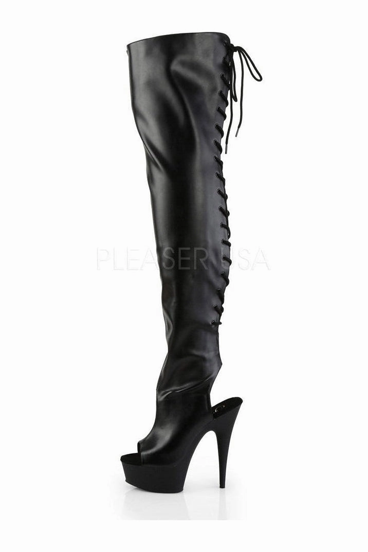 DELIGHT-3017 Platform Boot  | Black Faux Leather