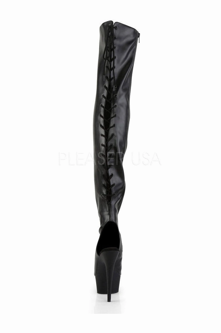DELIGHT-3017 Platform Boot  | Black Faux Leather