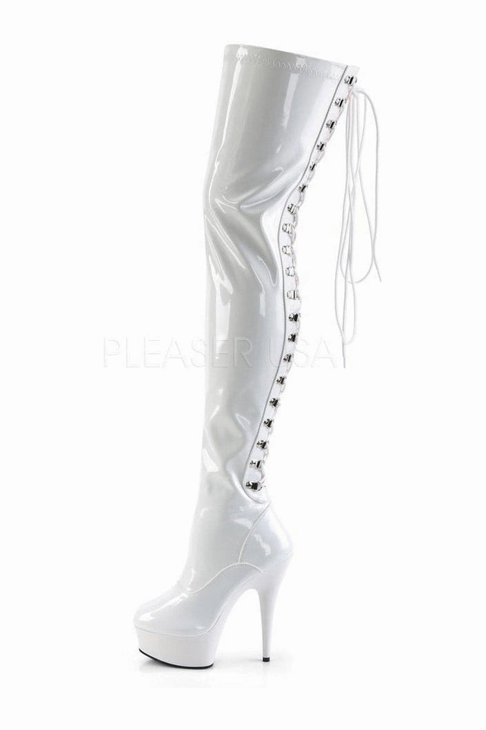 DELIGHT-3063 Platform Boot  | White Patent