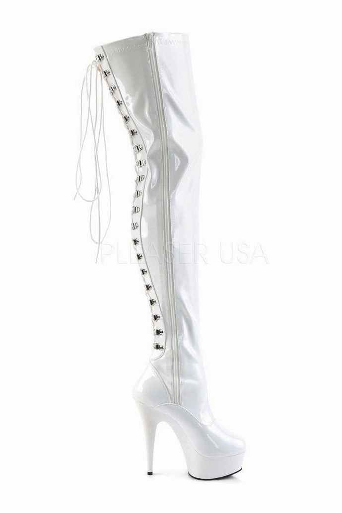 DELIGHT-3063 Platform Boot  | White Patent