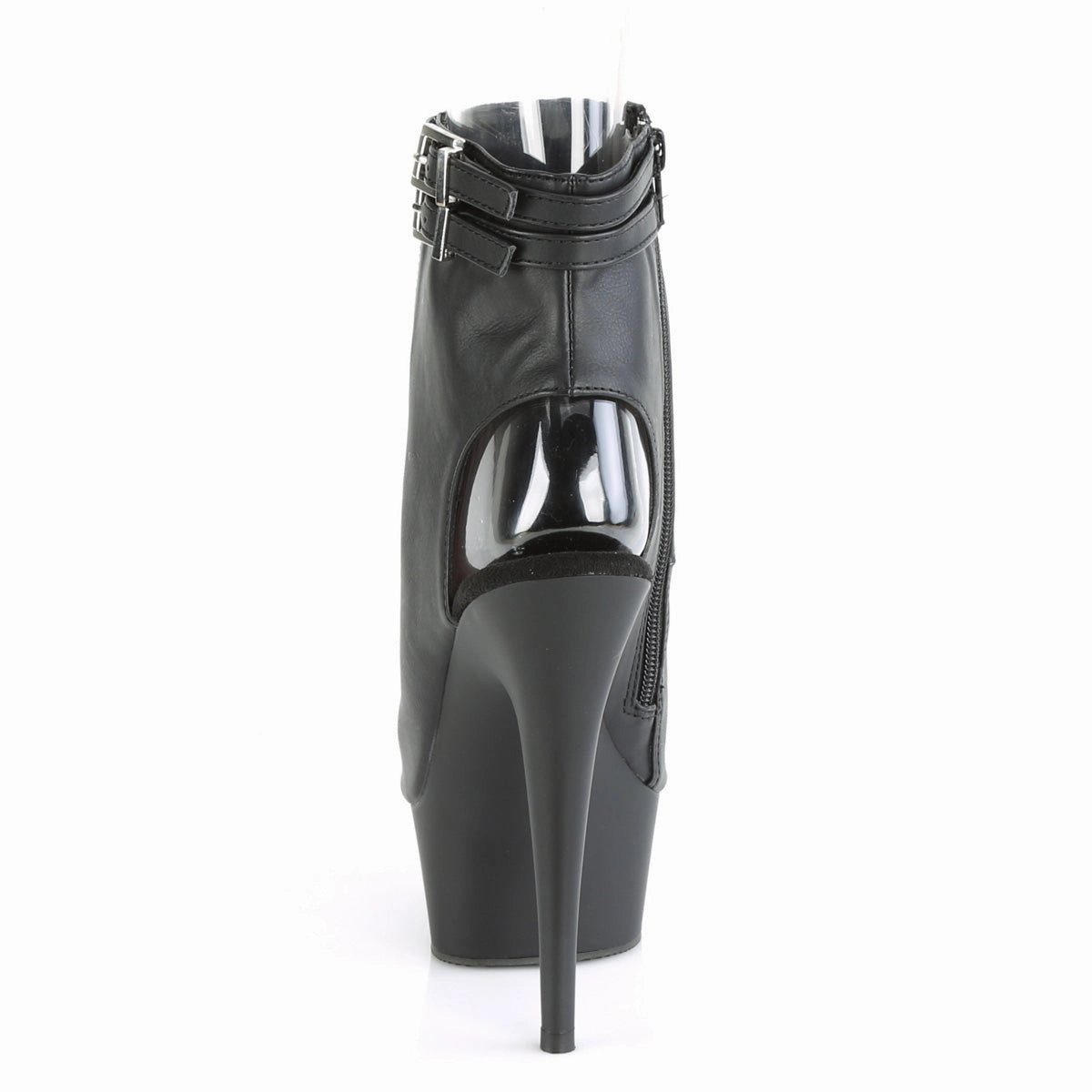 DELIGHT-600-18  Black Faux Leather/Black Matte