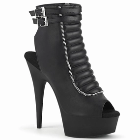 DELIGHT-600-18  Black Faux Leather/Black Matte