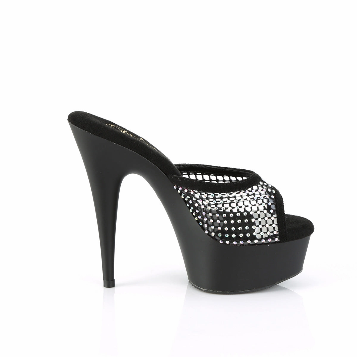 DELIGHT-601-6RM  Black Faux Suede-RS Mesh/Black Matte